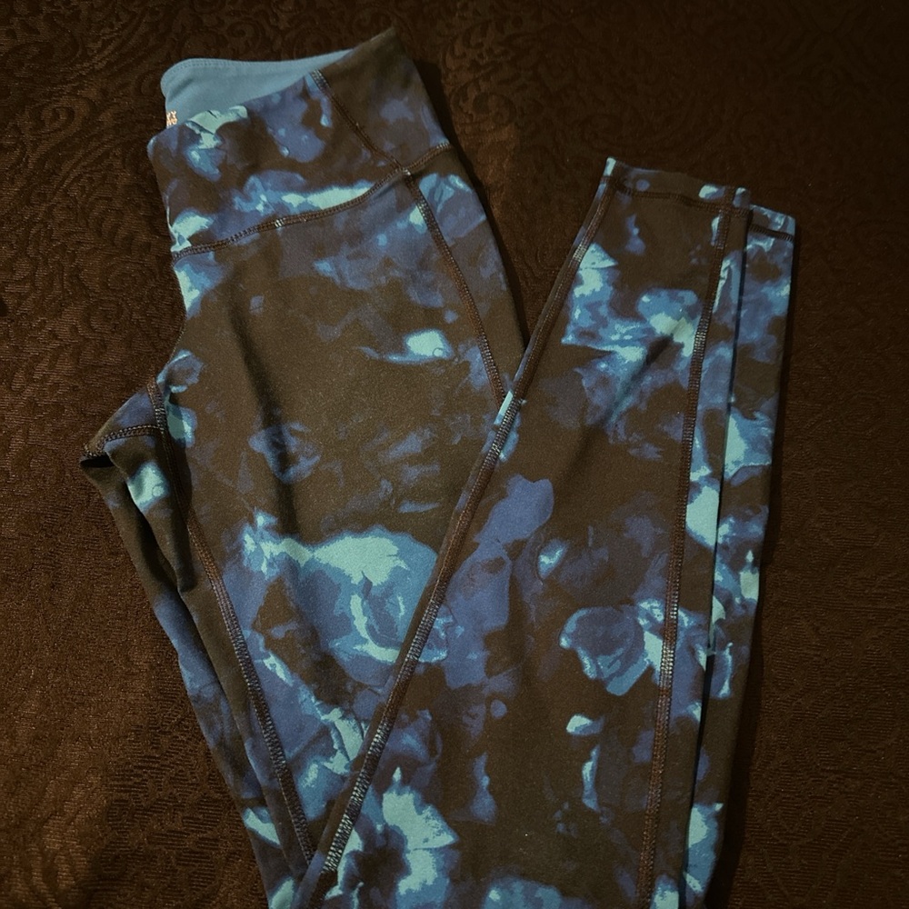 Blue and Black Floral Leggings